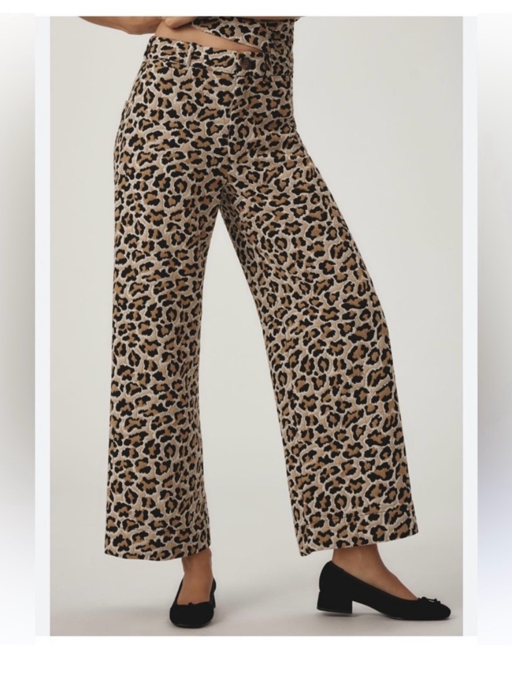 Maeve Leopard-Print Wide-Leg Pants in Tan and Black